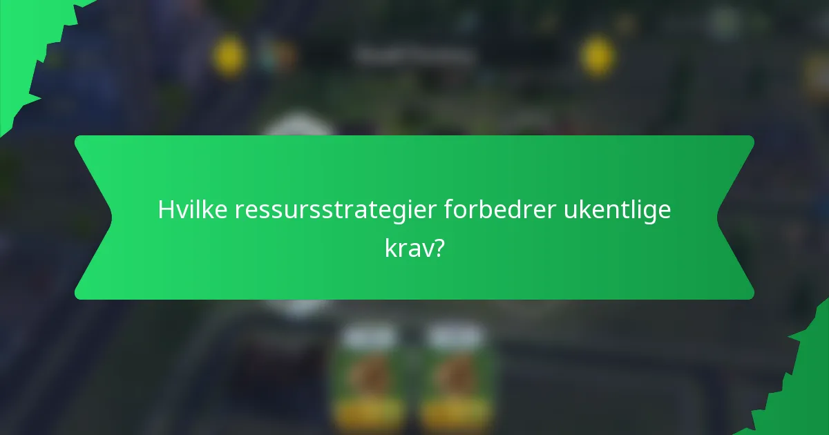 Hvilke ressursstrategier forbedrer ukentlige krav?